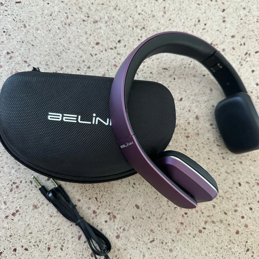 Purple Foldable Headphones with Case